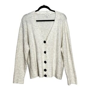 Topshop Women's Cardigan Cream V-Neck Long Sleeve Knit Sweater Casual